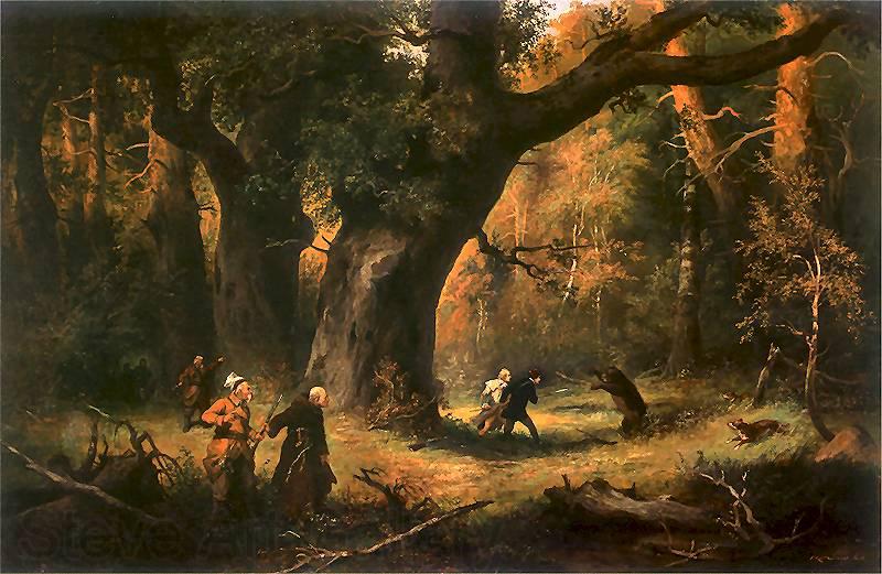 Franciszek Kostrzewski Hunting; illustration to IV tome France oil painting art